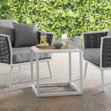 Willow Outdoor Patio Aluminum Side Table in White Natural