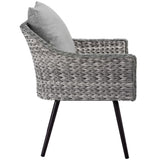 Bodhi Outdoor Patio Wicker Rattan Armchair in Gray Gray
