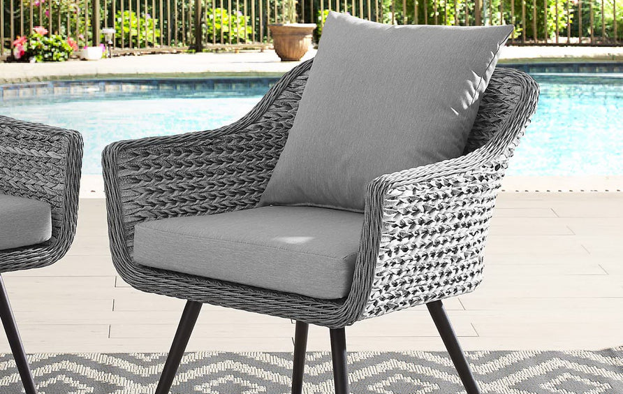 Bodhi Outdoor Patio Wicker Rattan Armchair in Gray Gray