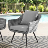 Bodhi Outdoor Patio Wicker Rattan Armchair in Gray Gray