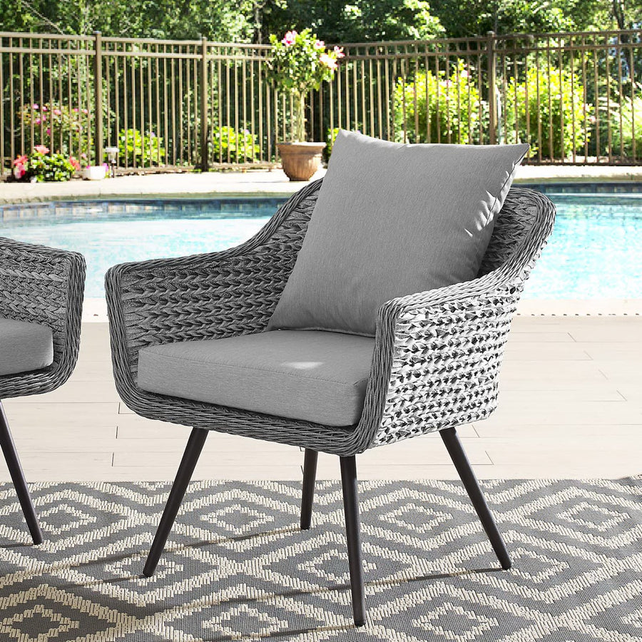 Bodhi Outdoor Patio Wicker Rattan Armchair in Gray Gray