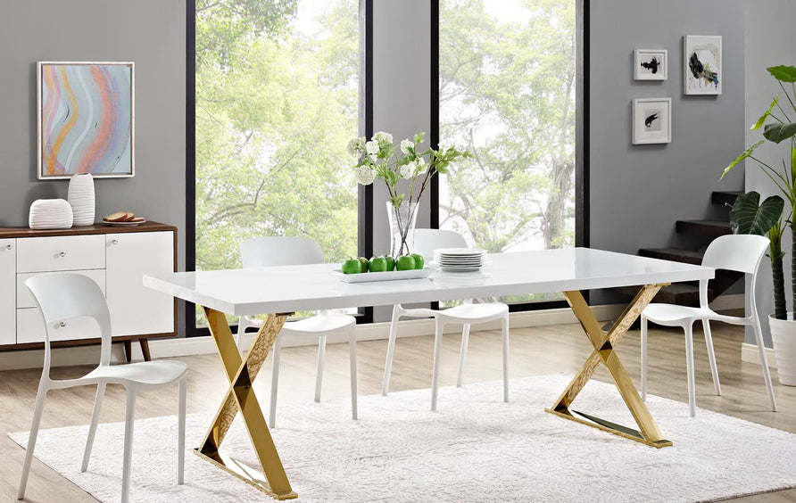 Perla Dining Table in White Gold