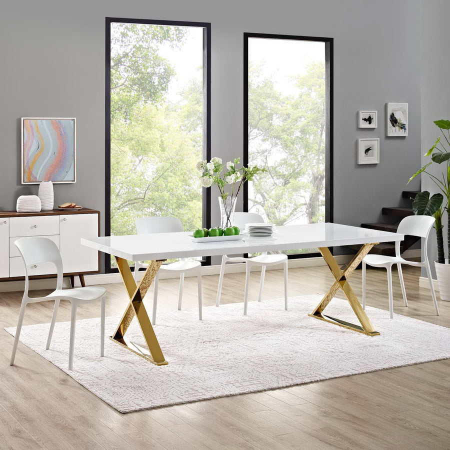 Perla Dining Table in White Gold