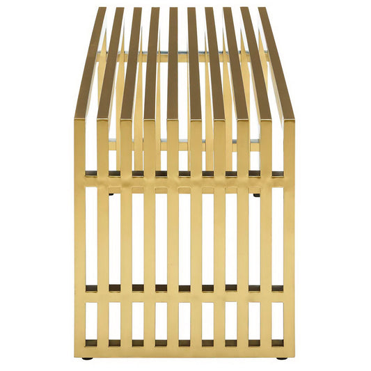 Gridiron Medium Stainless Steel Bench by Furniture For America