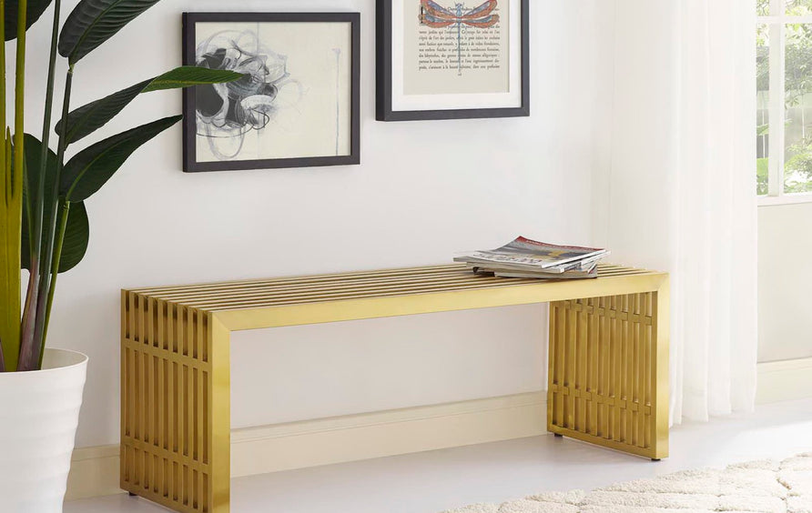 Fenn Medium Stainless Steel Bench in Gold