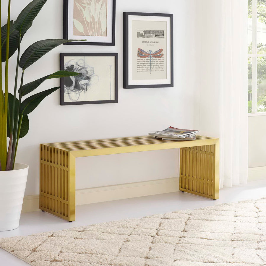 Fenn Medium Stainless Steel Bench in Gold