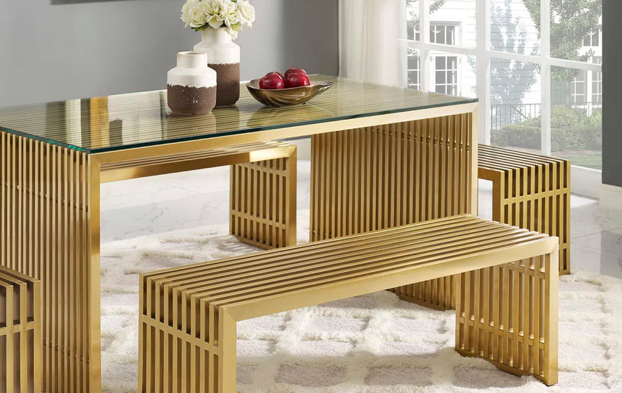 Fenn Medium Stainless Steel Bench in Gold