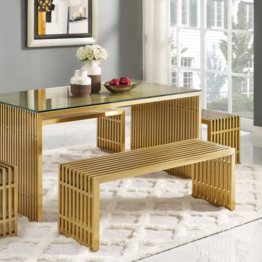 Fenn Medium Stainless Steel Bench in Gold