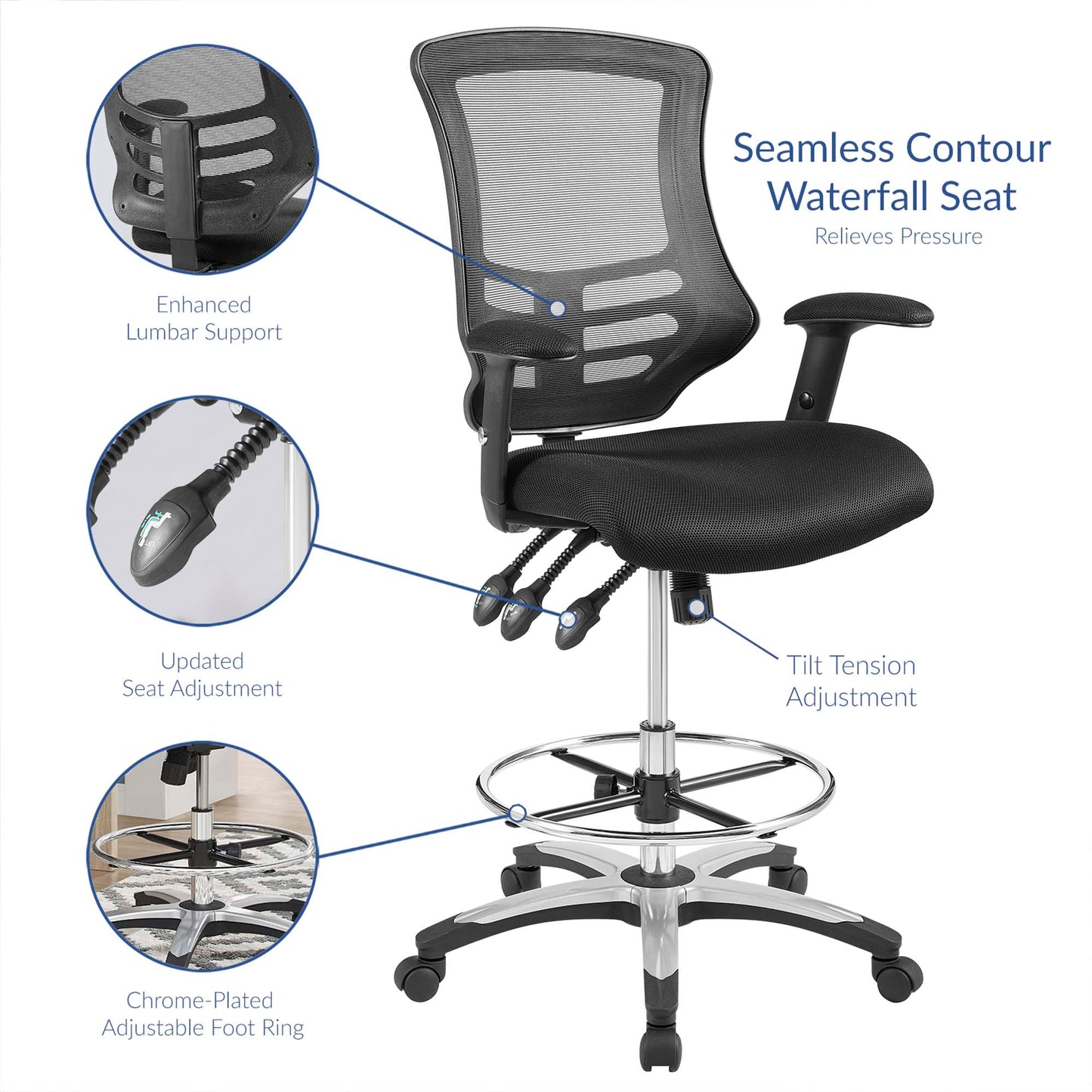 Calibrate Mesh Drafting Chair by Furniture for America