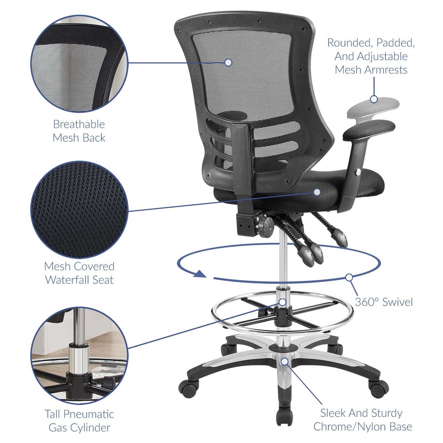 Calibrate Mesh Drafting Chair by Furniture for America