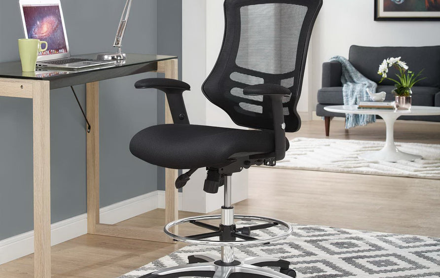 Gwen Mesh Drafting Chair in Black