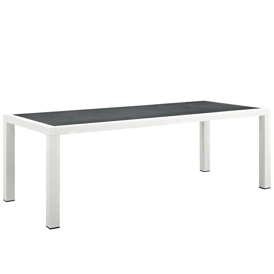 Willow 90.5" Outdoor Patio Aluminum Dining Table in White Gray