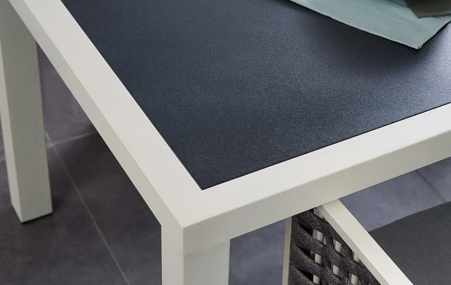 Willow 90.5" Outdoor Patio Aluminum Dining Table in White Gray
