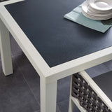 Willow 90.5" Outdoor Patio Aluminum Dining Table in White Gray