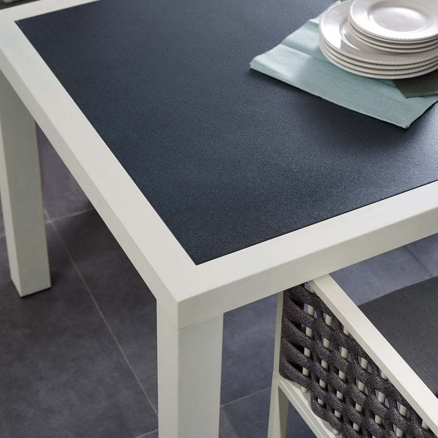 Willow 90.5" Outdoor Patio Aluminum Dining Table in White Gray