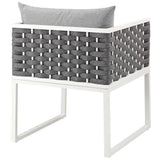 Willow Outdoor Patio Aluminum Dining Armchair in White Gray