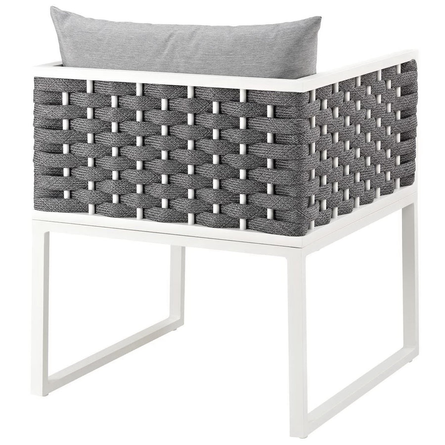 Willow Outdoor Patio Aluminum Dining Armchair in White Gray