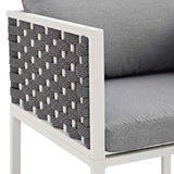 Willow Outdoor Patio Aluminum Dining Armchair in White Gray