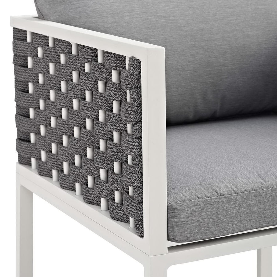 Willow Outdoor Patio Aluminum Dining Armchair in White Gray
