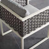 Willow Outdoor Patio Aluminum Dining Armchair in White Gray