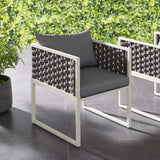 Willow Outdoor Patio Aluminum Dining Armchair in White Gray