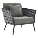 Willow Outdoor Patio Aluminum Armchair in Gray Charcoal