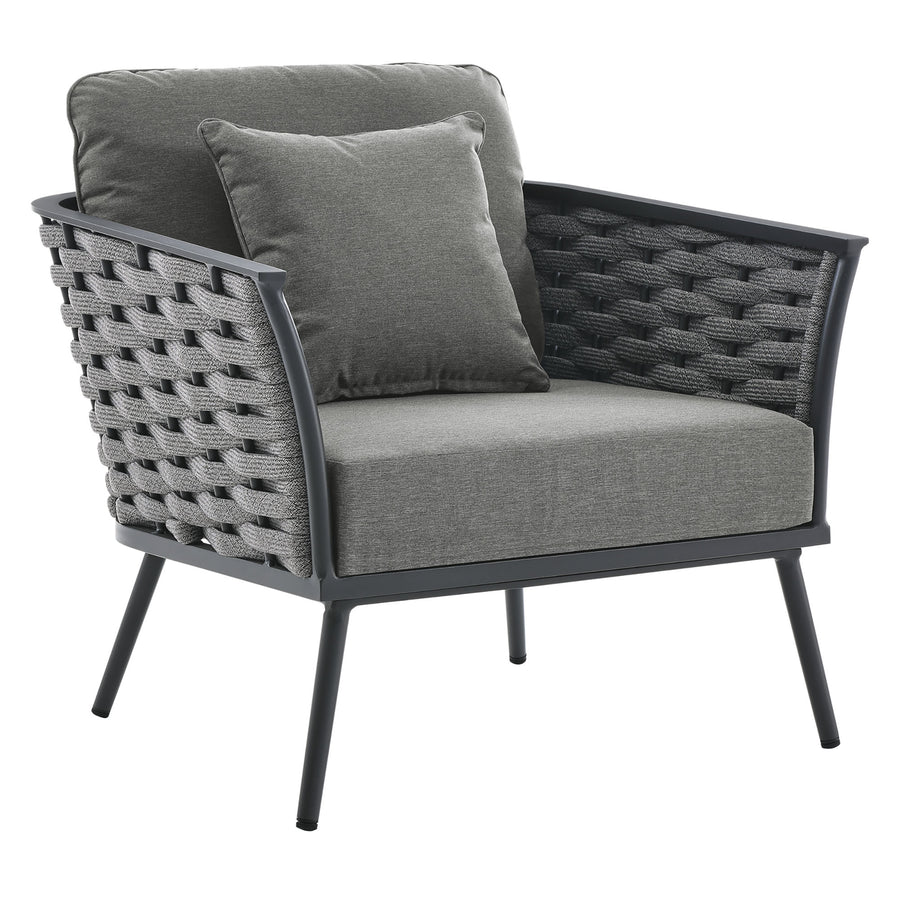 Willow Outdoor Patio Aluminum Armchair in Gray Charcoal