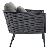Willow Outdoor Patio Aluminum Armchair in Gray Charcoal