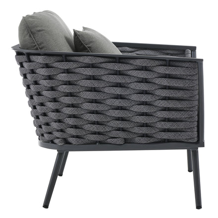 Stance Outdoor Patio Aluminum Armchair in Gray Charcoal