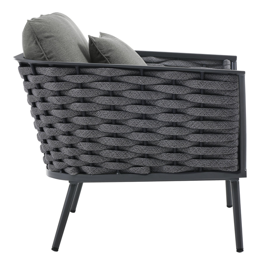 Willow Outdoor Patio Aluminum Armchair in Gray Charcoal