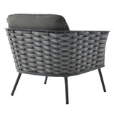 Willow Outdoor Patio Aluminum Armchair in Gray Charcoal