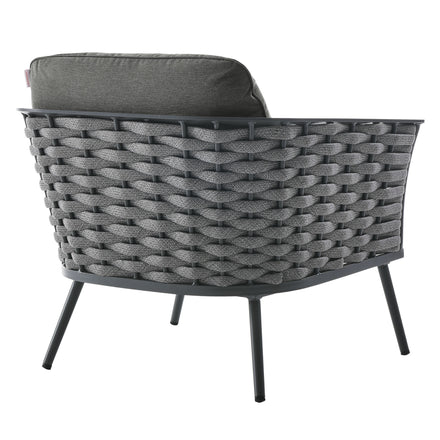 Stance Outdoor Patio Aluminum Armchair in Gray Charcoal