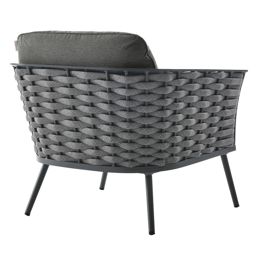 Willow Outdoor Patio Aluminum Armchair in Gray Charcoal