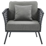 Willow Outdoor Patio Aluminum Armchair in Gray Charcoal