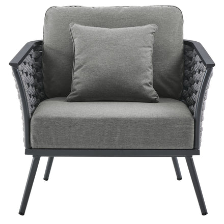Stance Outdoor Patio Aluminum Armchair in Gray Charcoal