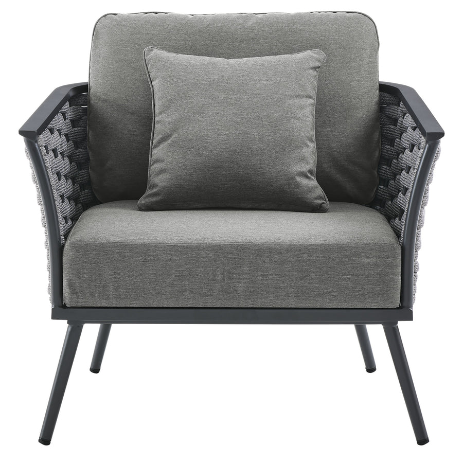 Willow Outdoor Patio Aluminum Armchair in Gray Charcoal