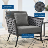 Willow Outdoor Patio Aluminum Armchair in Gray Charcoal