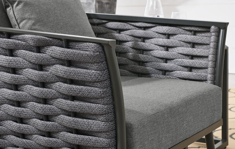 Willow Outdoor Patio Aluminum Armchair in Gray Charcoal