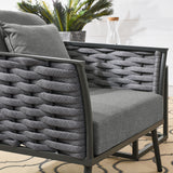 Willow Outdoor Patio Aluminum Armchair in Gray Charcoal