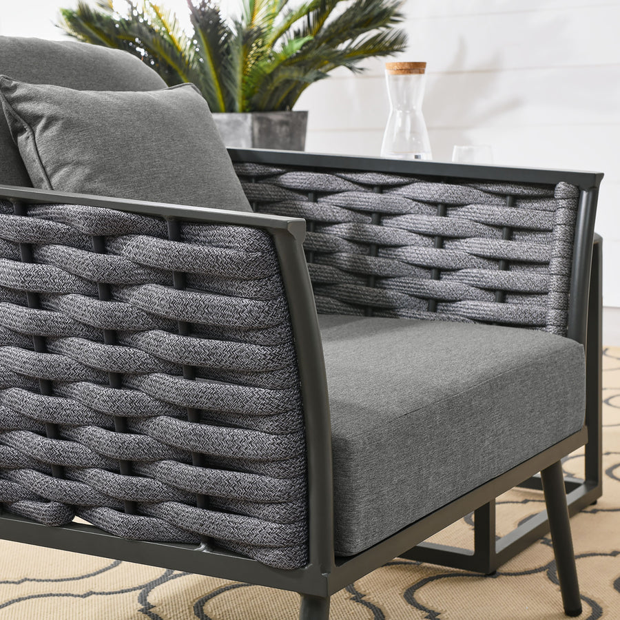 Willow Outdoor Patio Aluminum Armchair in Gray Charcoal