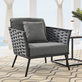 Willow Outdoor Patio Aluminum Armchair in Gray Charcoal
