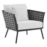Willow Outdoor Patio Aluminum Armchair in Gray White