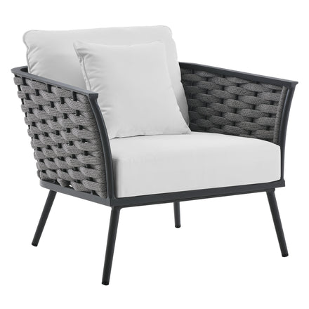 Stance Outdoor Patio Aluminum Armchair in Gray White