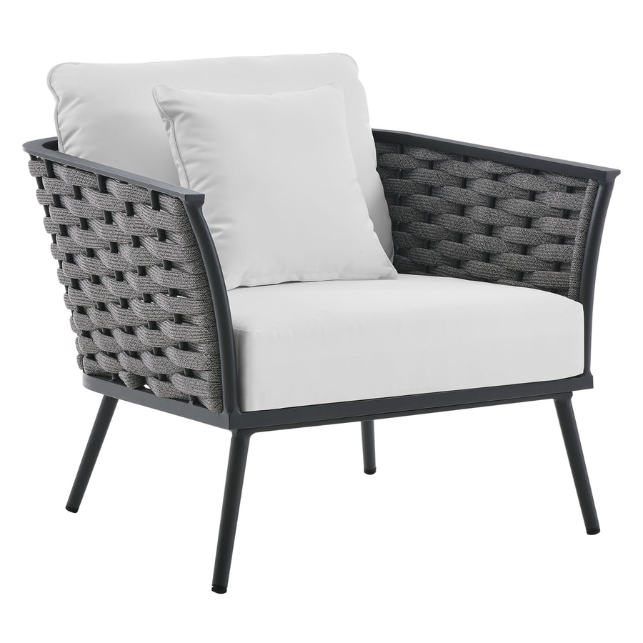 Willow Outdoor Patio Aluminum Armchair in Gray White
