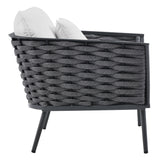 Willow Outdoor Patio Aluminum Armchair in Gray White