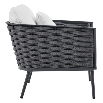 Stance Outdoor Patio Aluminum Armchair in Gray White