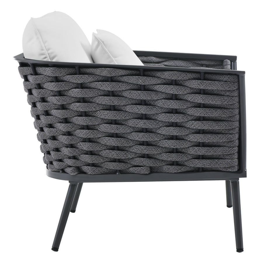 Willow Outdoor Patio Aluminum Armchair in Gray White