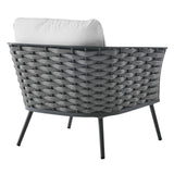 Willow Outdoor Patio Aluminum Armchair in Gray White