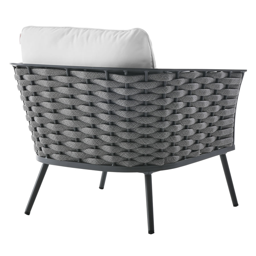 Willow Outdoor Patio Aluminum Armchair in Gray White