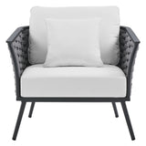 Willow Outdoor Patio Aluminum Armchair in Gray White